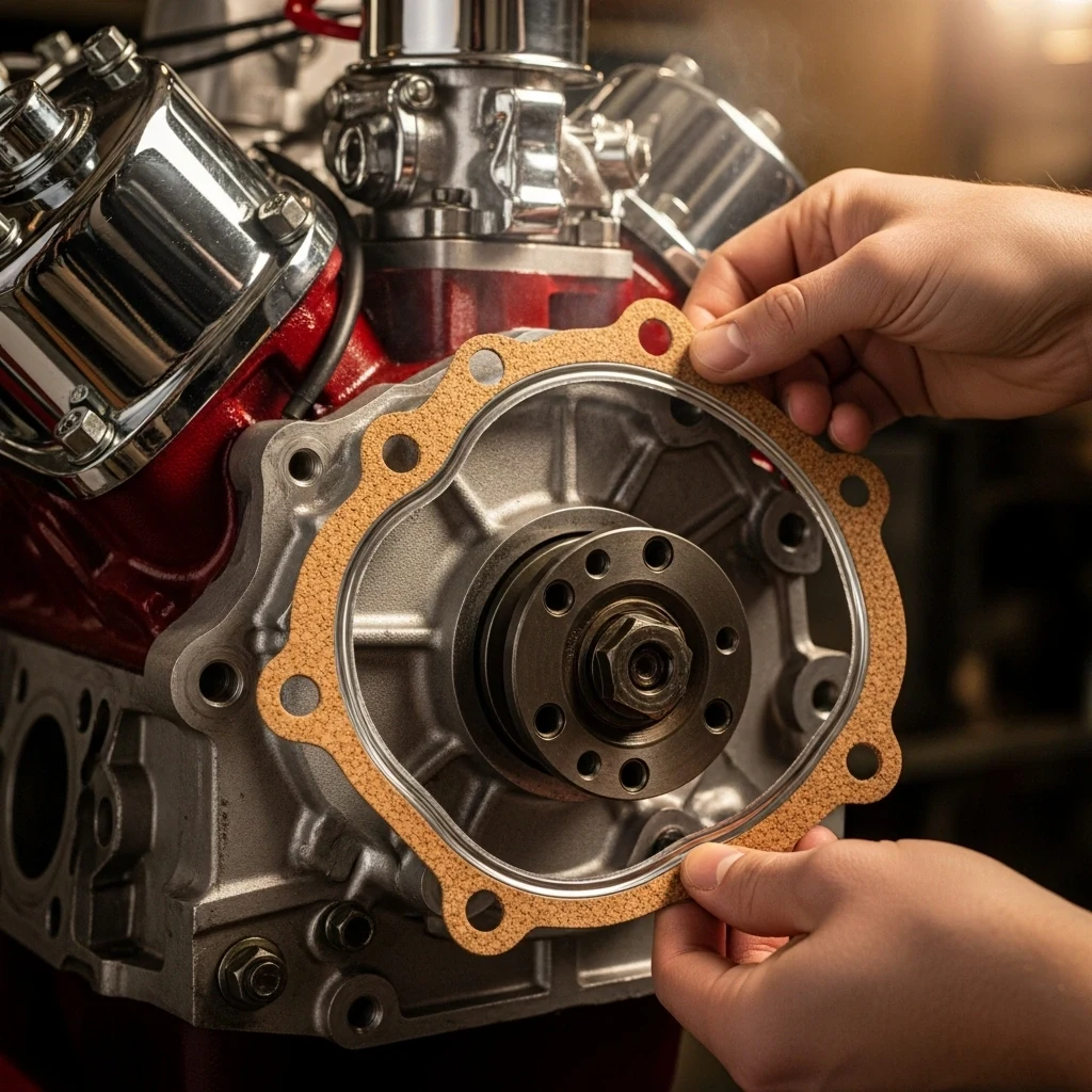 Illustrative gasket positioned against an automotive housing